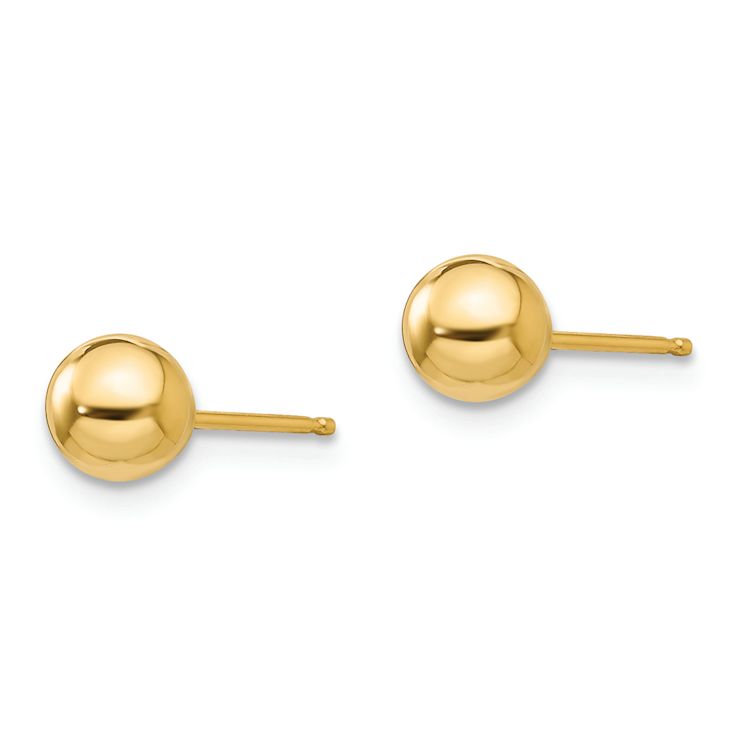 14k Yellow Gold Polished 5mm Ball Stud Earrings