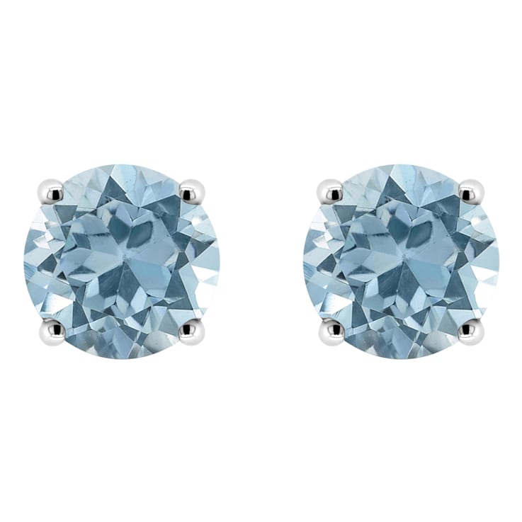 6mm Round Sky Blue Topaz Rhodium Over Sterling Silver Stud Earrings