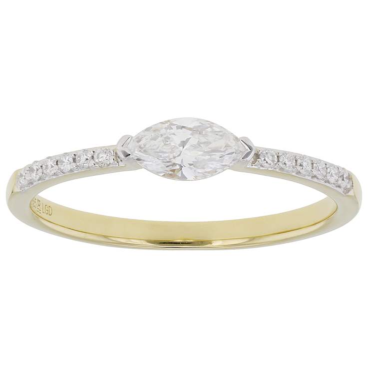 Marquise And Round Lab-Grown Diamond Band Ring In 14K Gold Over Sterling
Silver 0.40ctw