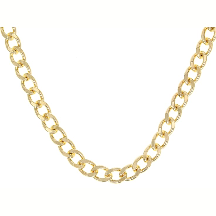Open Curb Chain Necklace In 18K Gold Over Bronze 20 Inch