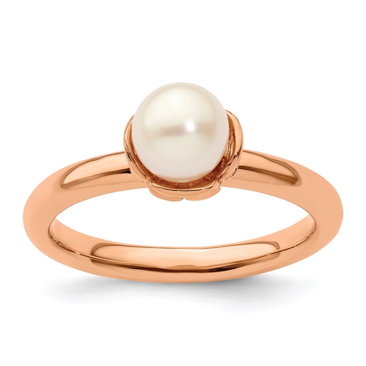 14K Rose Gold Over Sterling Silver Stackable Expressions White
Freshwater Cultured Pearl Ring