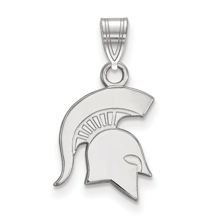 Rhodium Over Sterling Silver LogoArt Michigan State University Small Pendant
