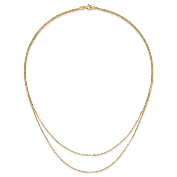 14K Yellow Gold Polished 2-Strand Twist Bar Station Necklace
