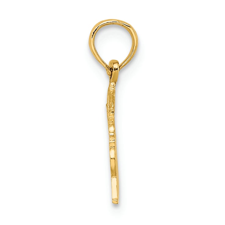 14k Yellow Gold Textured #1 Drummer pendant