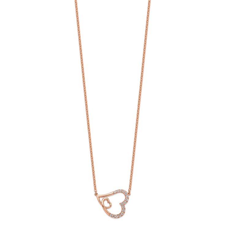 14K Rose Gold Lab Grown Diamond VS/SI GH, Intertwined Hearts Necklace