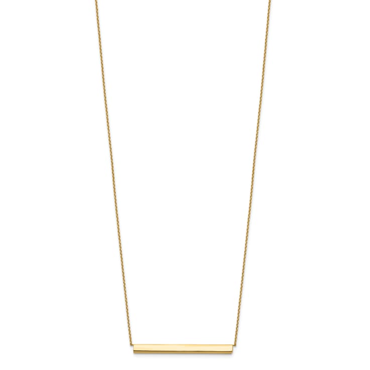 Polished Cable LInk Bar Necklace In 14K Yellow Gold