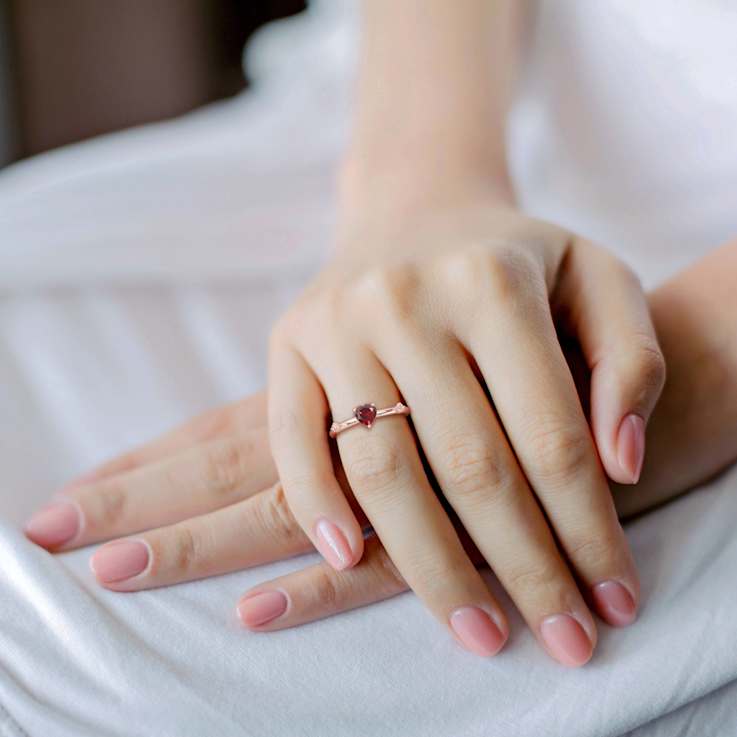 Garnet and White Topaz 10K Rose Gold Ring 0.62ctw