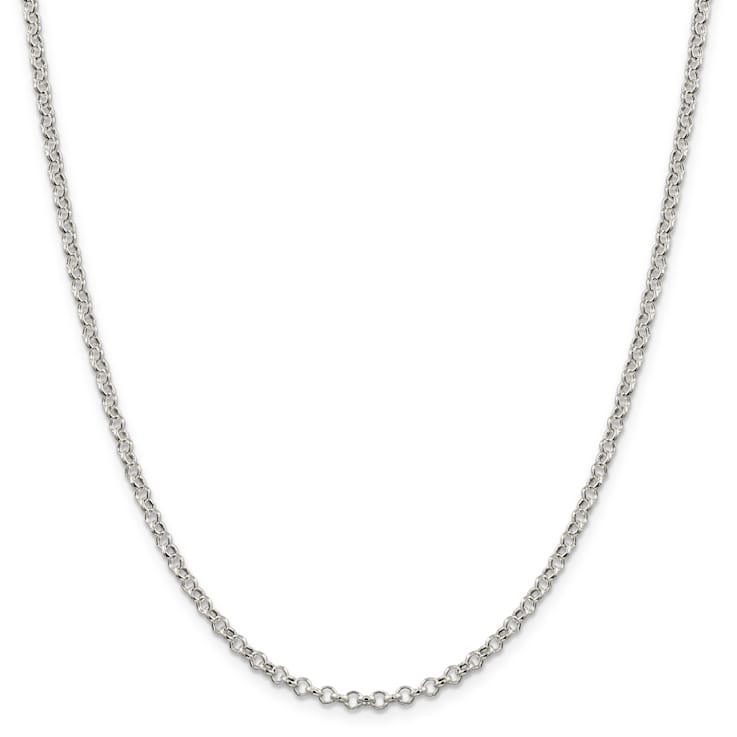 Sterling Silver 3mm Semi-solid Rolo Chain Necklace