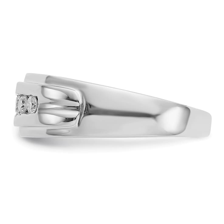 Rhodium Over 14K White Gold Lab Grown Diamond SI1/SI2, G H I, Men's Ring
