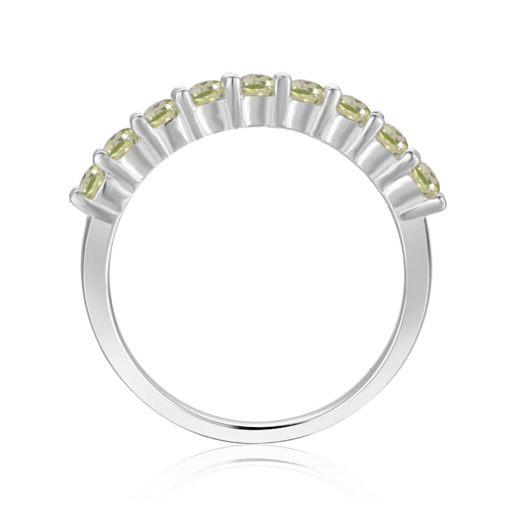 Round Peridot Sterling Silver Anniversary Style Stackable Band Ring, 0.90ctw