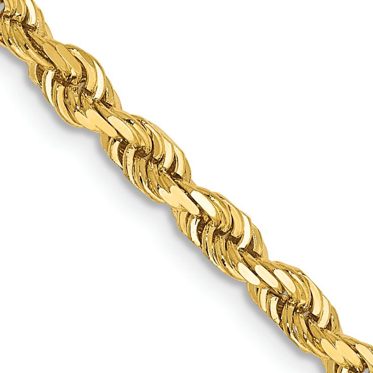 14k Yellow Gold 3.35mm Solid Diamond-Cut Quadruple Rope 22 Inch Chain