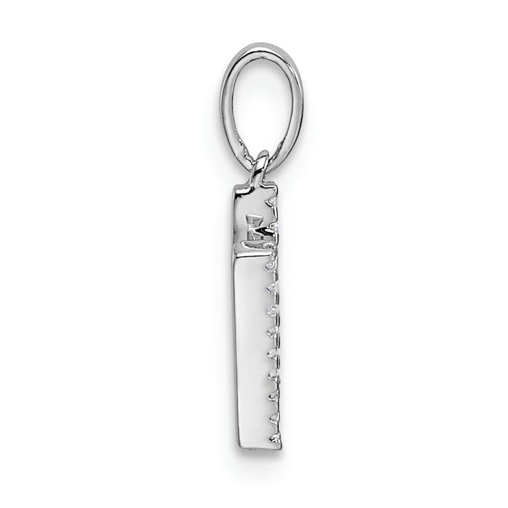 Rhodium Over 14k White Gold Diamond Letter N Initial Pendant