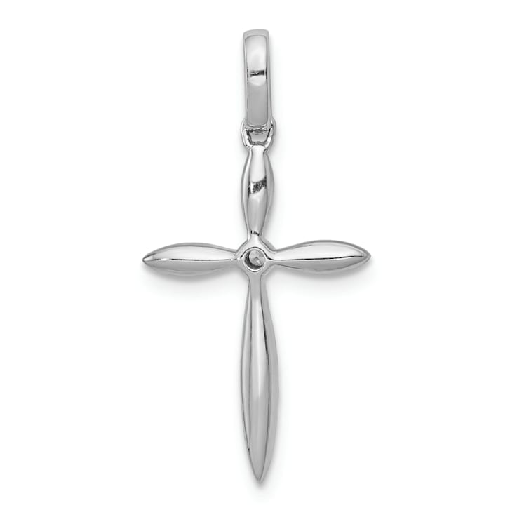 Rhodium Over 14k White Gold Diamond Cross Pendant