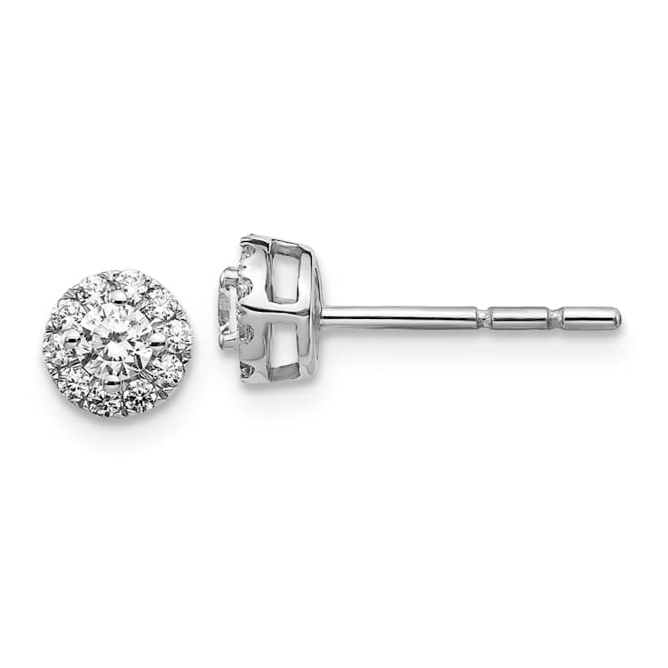 Rhodium Over 10k White Gold 6mm 0.32ctw Diamond Cluster Stud Earrings