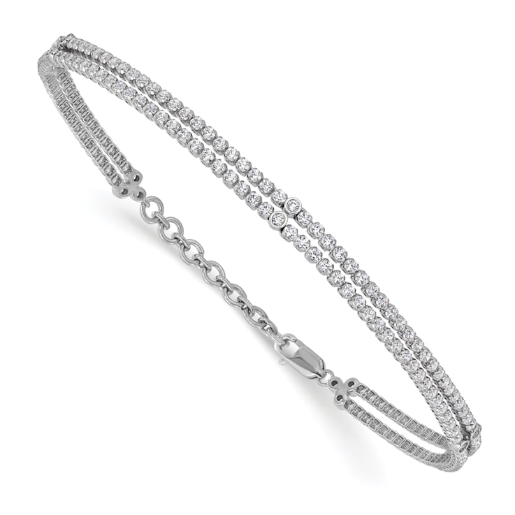 14K White Gold Lab Grown Diamond VS/SI GH with 1 Inch Extension Fancy Bracelet