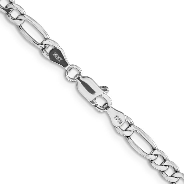 Rhodium Over 14k White Gold 4.4mm Figaro Link 24 Inch Chain