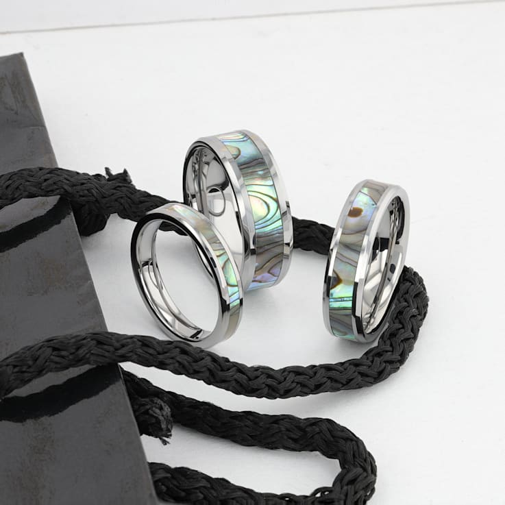 MAUI Tungsten Wedding Band with Mother of Pearl Inlay 6mm