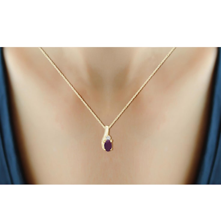 Red Ruby 14K Gold Over Sterling Silver Pendant with Chain 0.44ctw