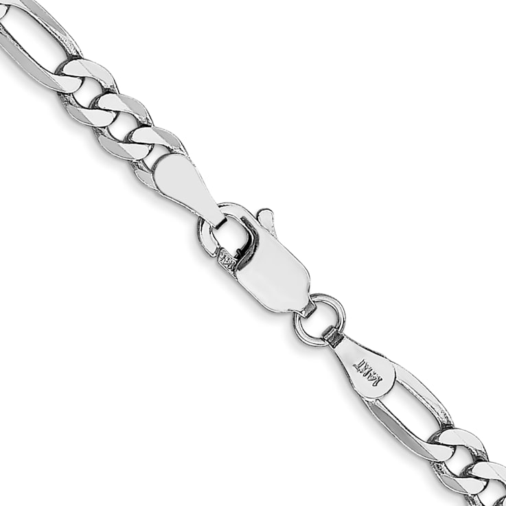 14K White Gold 4mm Flat Figaro Chain Necklace