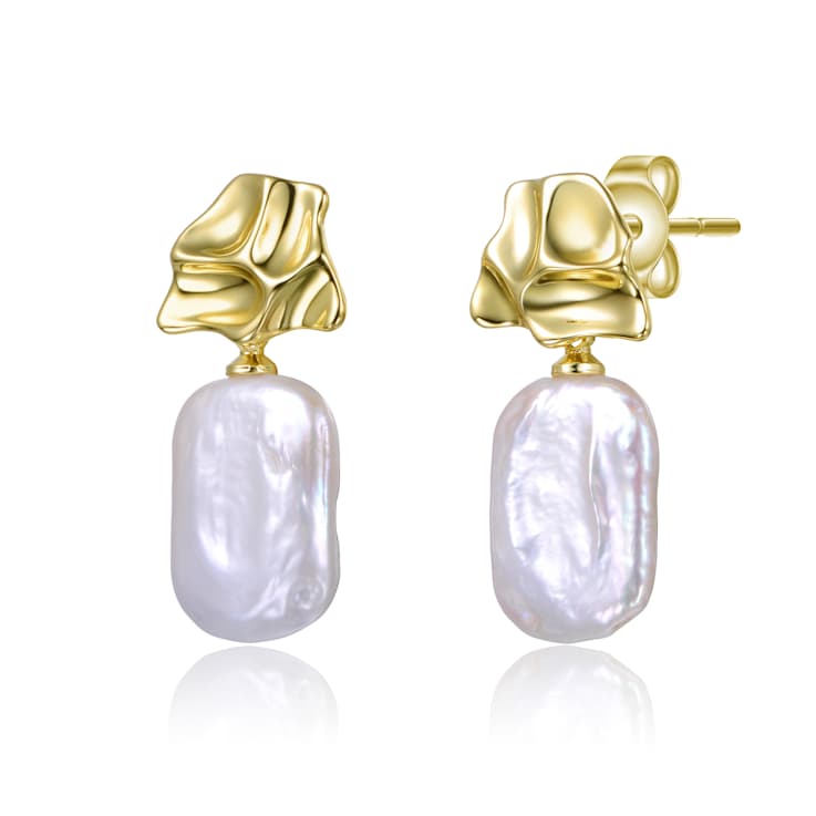 Baroque Freshwater Pearl Push Back Drop Earrings In 14K Gold Over
Sterling Silver