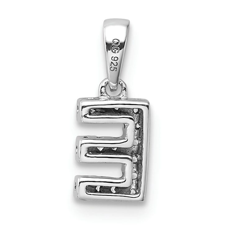14K White Gold Diamond Letter E Initial with Bail Pendant
