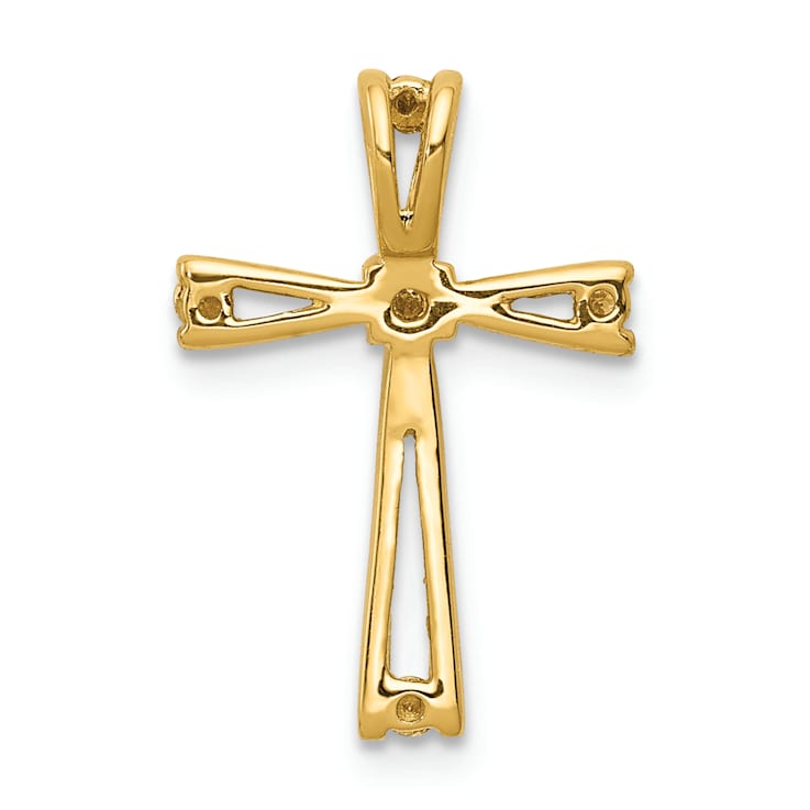 14k Yellow Gold Diamond Cross Pendant