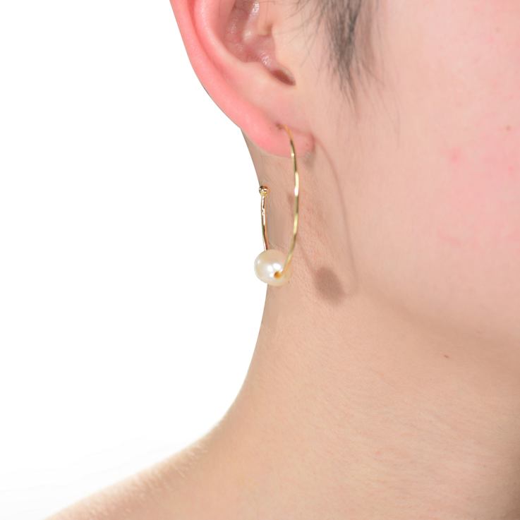 Freshwater Pearl Pear Shape Hoop Earrings In 14K Gold Over Sterling Silver