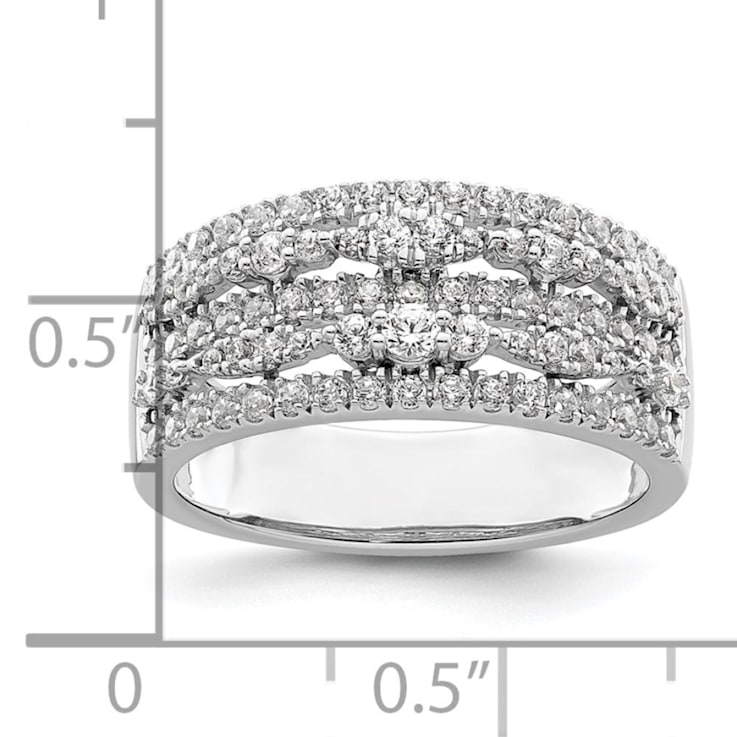 Rhodium Over 14K White Gold Diamond Band 0.88ctw