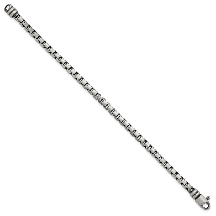 Sterling Silver Antiqued and Satin 5.0mm Box 8 Inch Chain