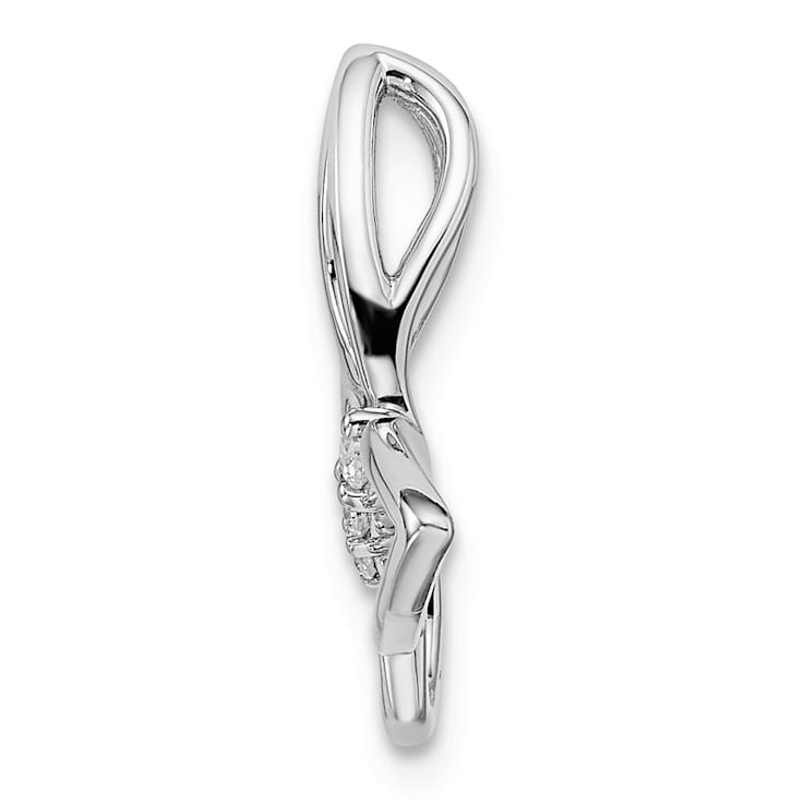 Rhodium Over 14k White Gold Polished Butterfly Diamond Chain Slide Pendant