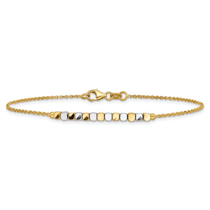 14K Two-tone Beaded 7.5-inch Bracelet