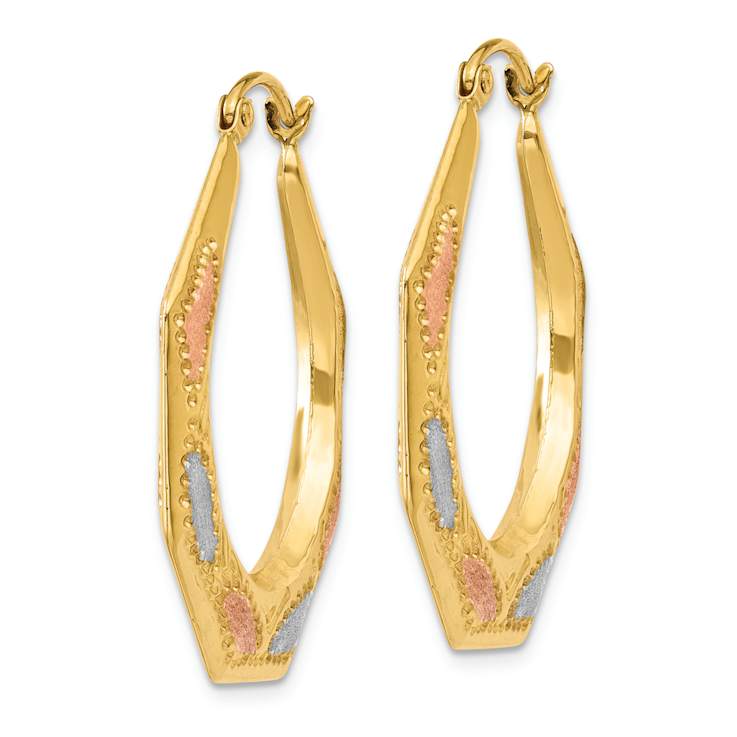 14K Two-tone Gold 1 1/8" Shrimp Hoop Earrings