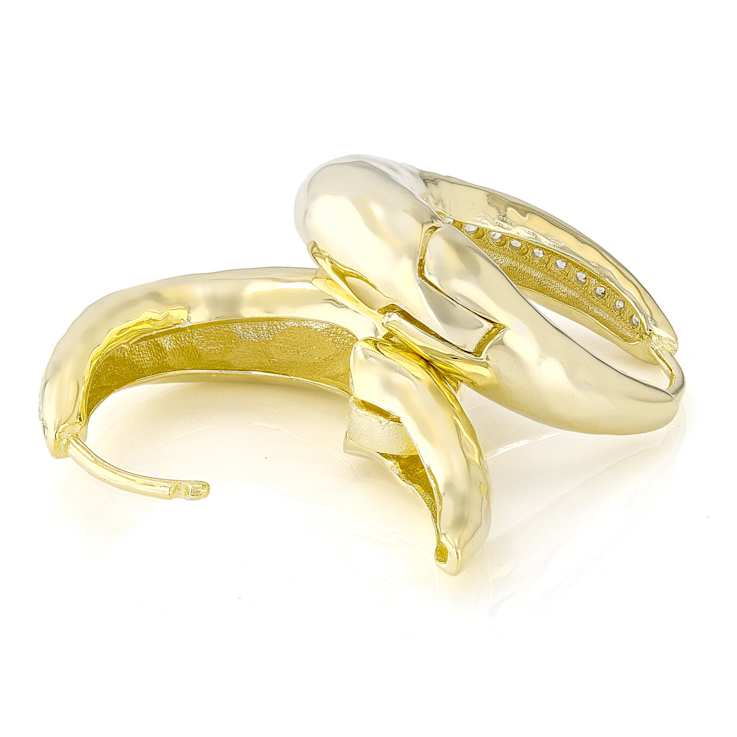 Textured Hoop Earrings In 14K Gold Over Sterling Silver