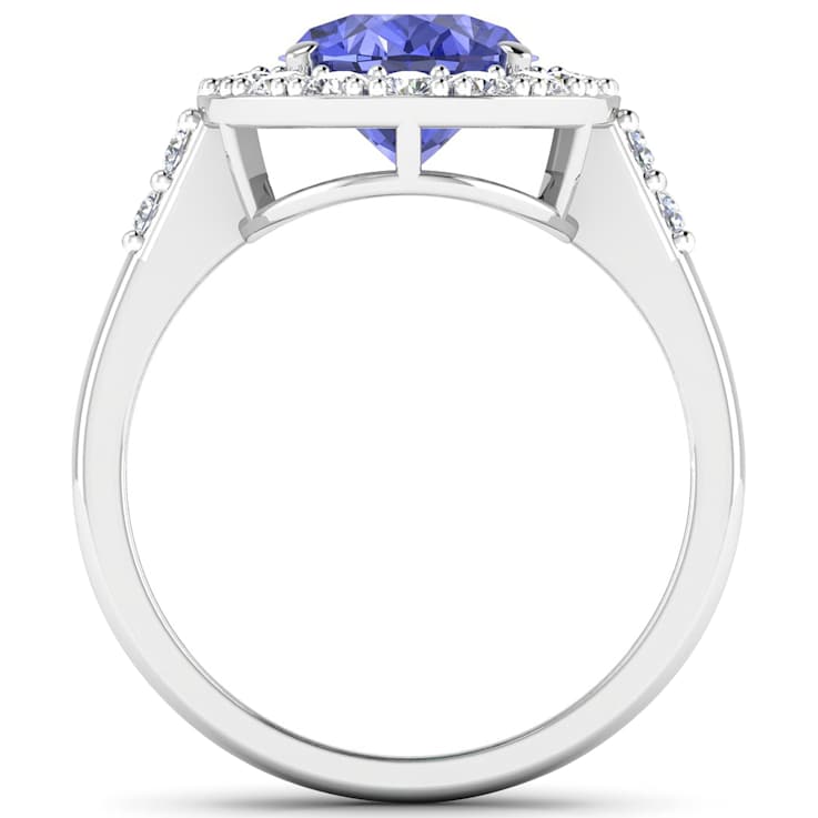 2.81ctw Violet Tanzanite and Diamond 14K White Gold Halo Ring