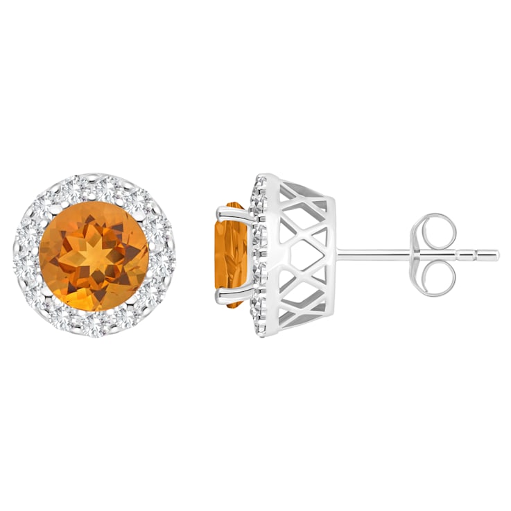 7mm Round Citrine And White Topaz Accent Rhodium Over Sterling Silver
Halo Stud Earrings