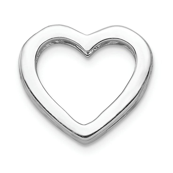 Rhodium Over 14k White Gold Diamond Heart Chain Slide