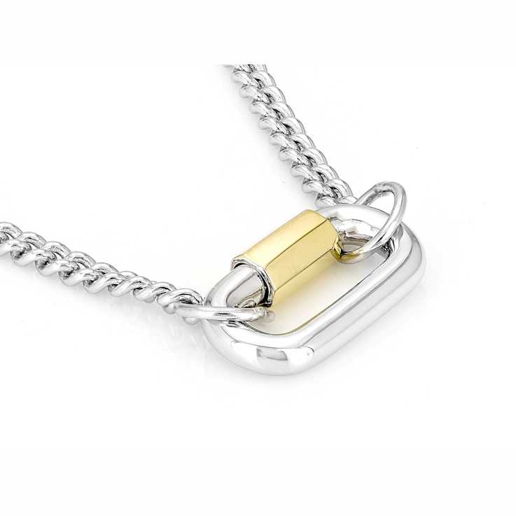 Two-Tone Curb Chain Necklace In 18K Gold Over Sterling Silver 18.5 Inch