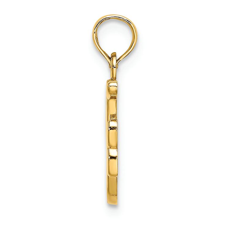 14k Yellow Gold Script Letter F Initial Pendant