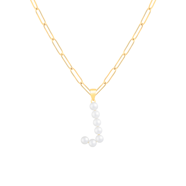 Letter J Initial Cultured Freshwater Pearl 18K Gold Over Sterling Silver
Pendant With  18" Chain