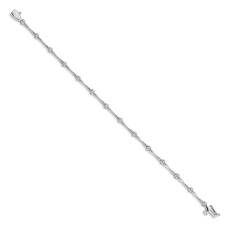 Rhodium Over 10k White Gold Diamond Bracelet