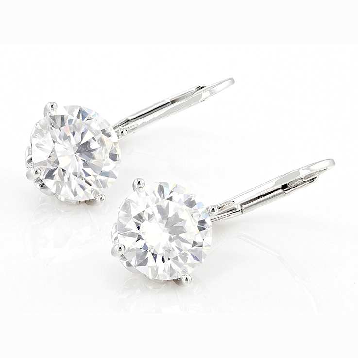 Large Round Moissanite Solitaire Drop Earrings In Platinum-Enhanced
Sterling Silver