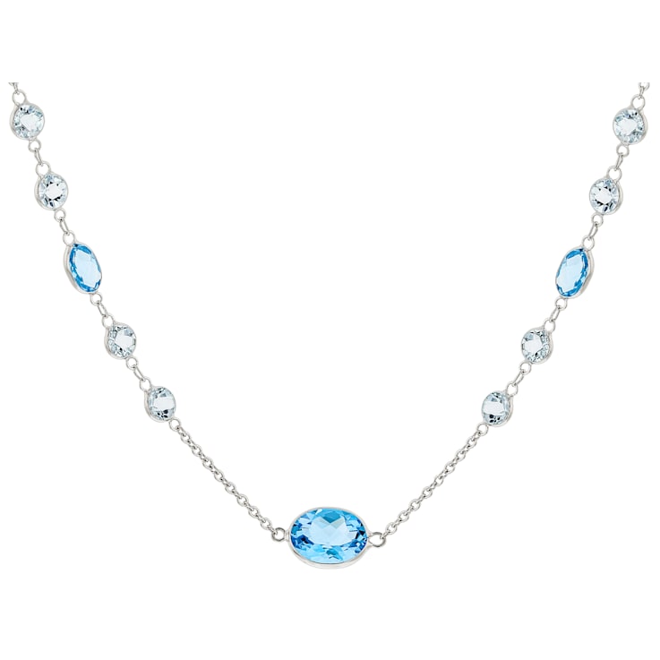 Swiss Blue Topaz 14k White Gold 18" Necklace 7.93ctw