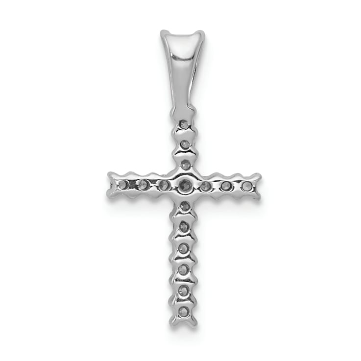 Rhodium Over 14K White Gold 1/6ct. Diamond Latin Cross Pendant