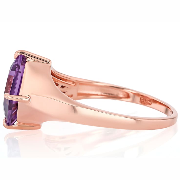 Amethyst Princess Cut Solitaire Ring In 18K Rose Gold Over Sterling
Silver 1.78ct