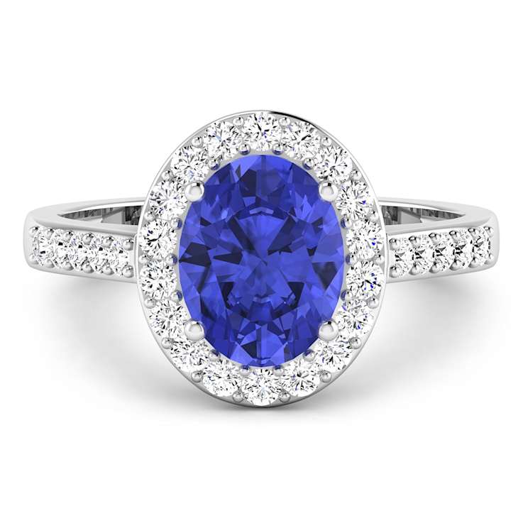1.8ctw Violet Tanzanite and Diamond 14K White Gold Halo Ring