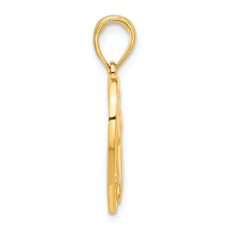 14K Yellow Gold Polished Horse Head In Heart Pendant