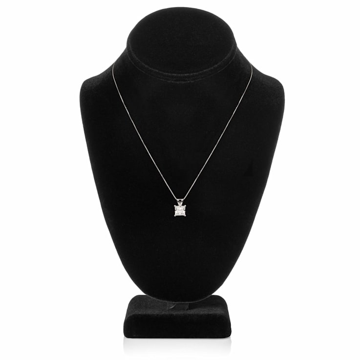 White Cubic Zirconia 14k White Gold Pendant With Chain 2.00ctw