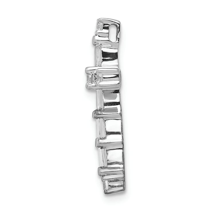 Rhodium Over 14k White Gold Diamond Cross Chain Slide Pendant