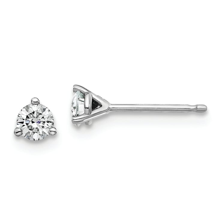 Rhodium Over 14K White Gold 1/3ct. 3.5mm Round J-K Color Moissanite Earrings