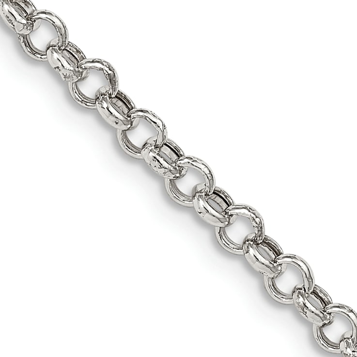 Sterling Silver 3mm Semi-solid Rolo Chain Necklace